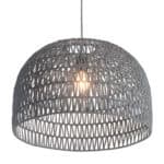 Gray Woven Dome Ceiling Lamp with Adjustable Cord