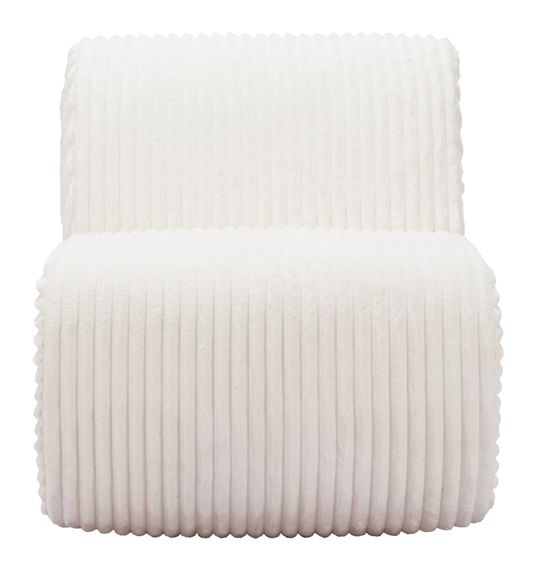 White Modern Glam Deco Accent Chair with Corduroy Upholstery 4 White Modern Glam Deco Accent Chair with Corduroy Upholstery - Image 4