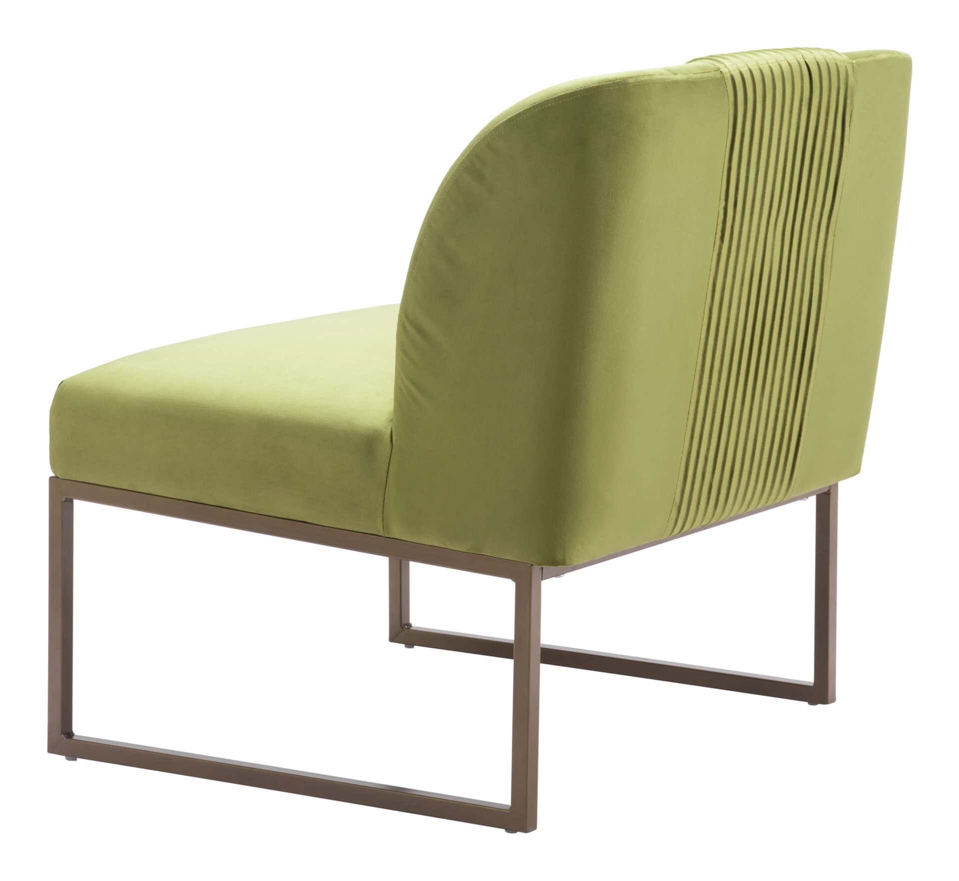 Olive Green Velvet Accent Chair with Powder Coated Steel Base 6 Olive Green Velvet Accent Chair with Powder Coated Steel Base - Image 6