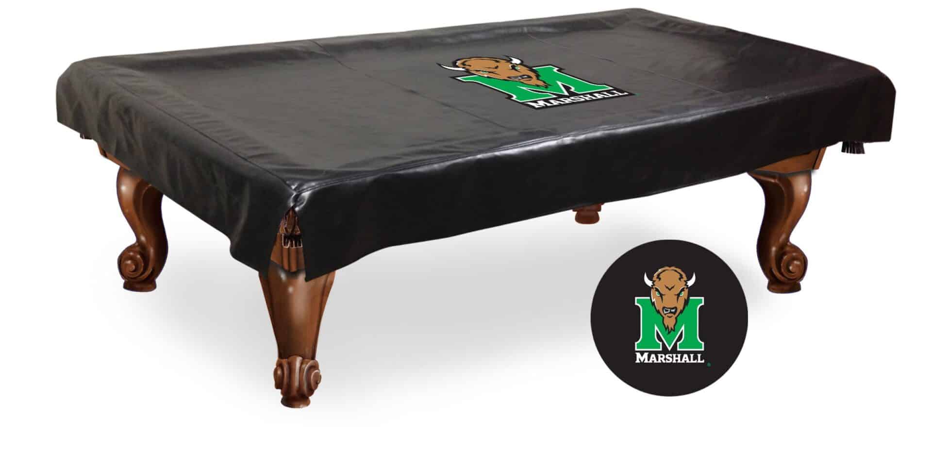 Marshall University 8-Foot Logo Pool Table Cover 1 Marshall University 8-Foot Logo Pool Table Cover