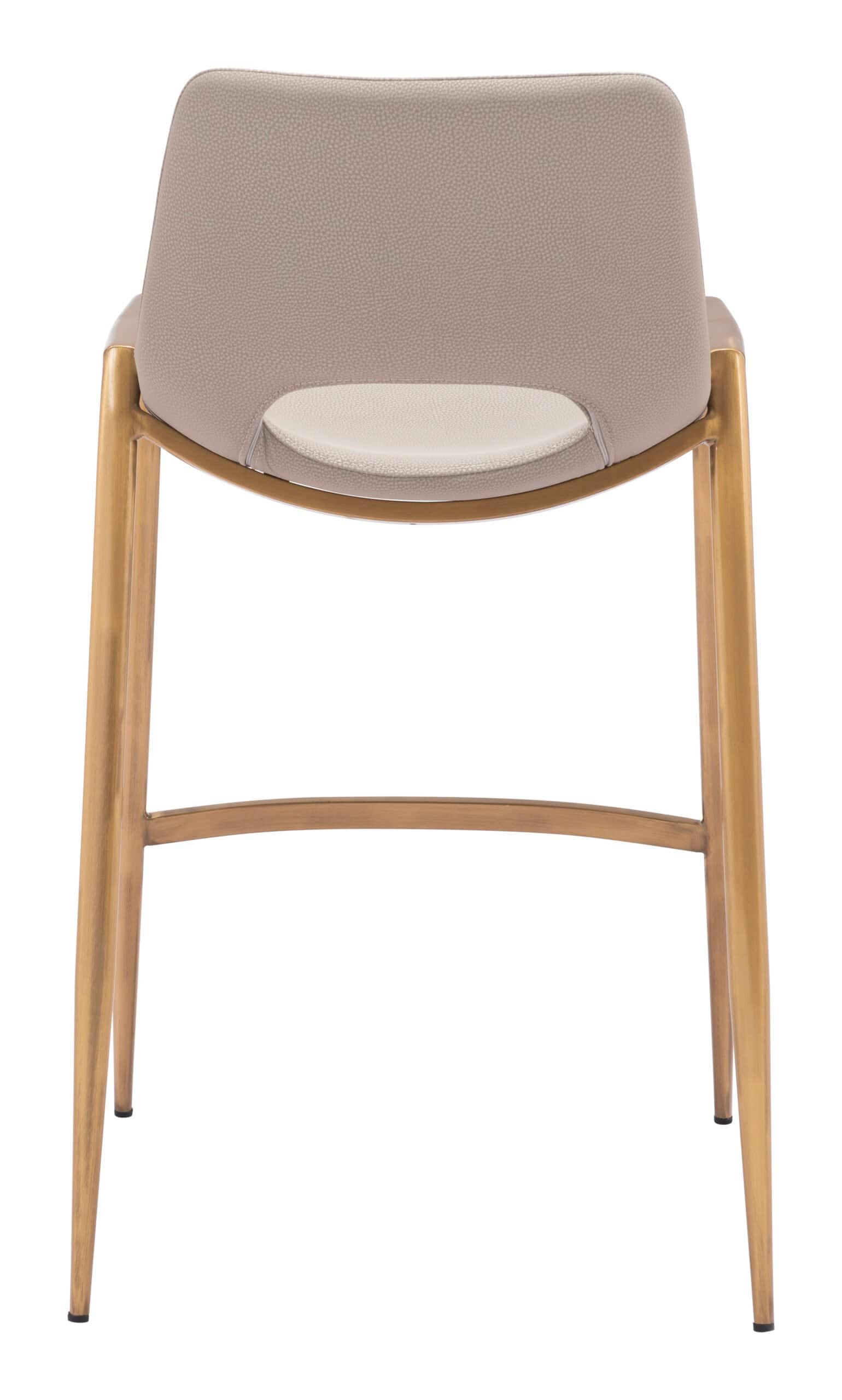 Beige and Gold Mid-Century Modern Counter Stool with Footrest (Set of 2)