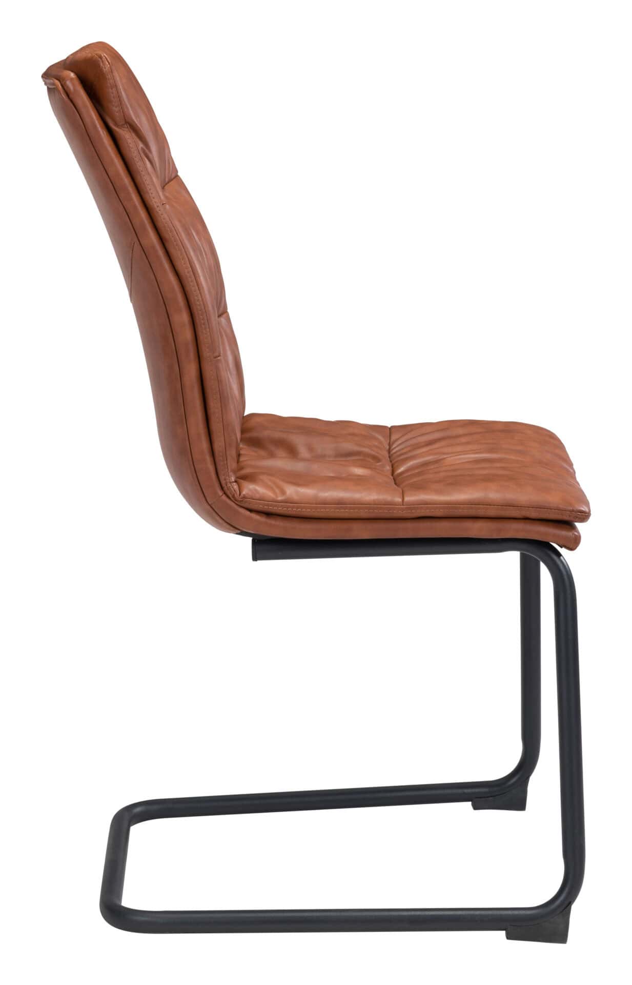 Vintage Brown Faux Leather Dining Chair with Steel Frame (Set of 2) 4 Vintage Brown Faux Leather Dining Chair with Steel Frame (Set of 2) - Image 4
