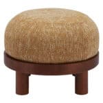 Yellow Ottoman with Solid Wood Frame and Rubberwood Legs