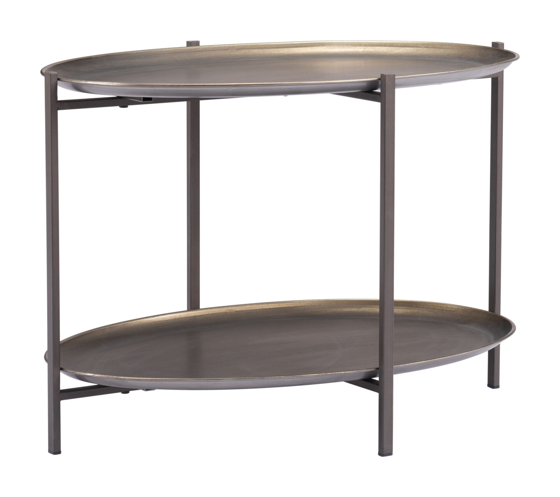 Round Industrial Coffee Table with 2-Tier Shelves, Bronze Finish 6 Round Industrial Coffee Table with 2-Tier Shelves, Bronze Finish - Image 6