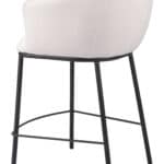 Ivory Teddy Fabric Barstool with Black Steel Frame and Armrest