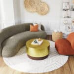Burnt Orange Shearling Accent Chair with Modern Powder-Coated Legs 13 Burnt Orange Shearling Accent Chair with Modern Powder-Coated Legs