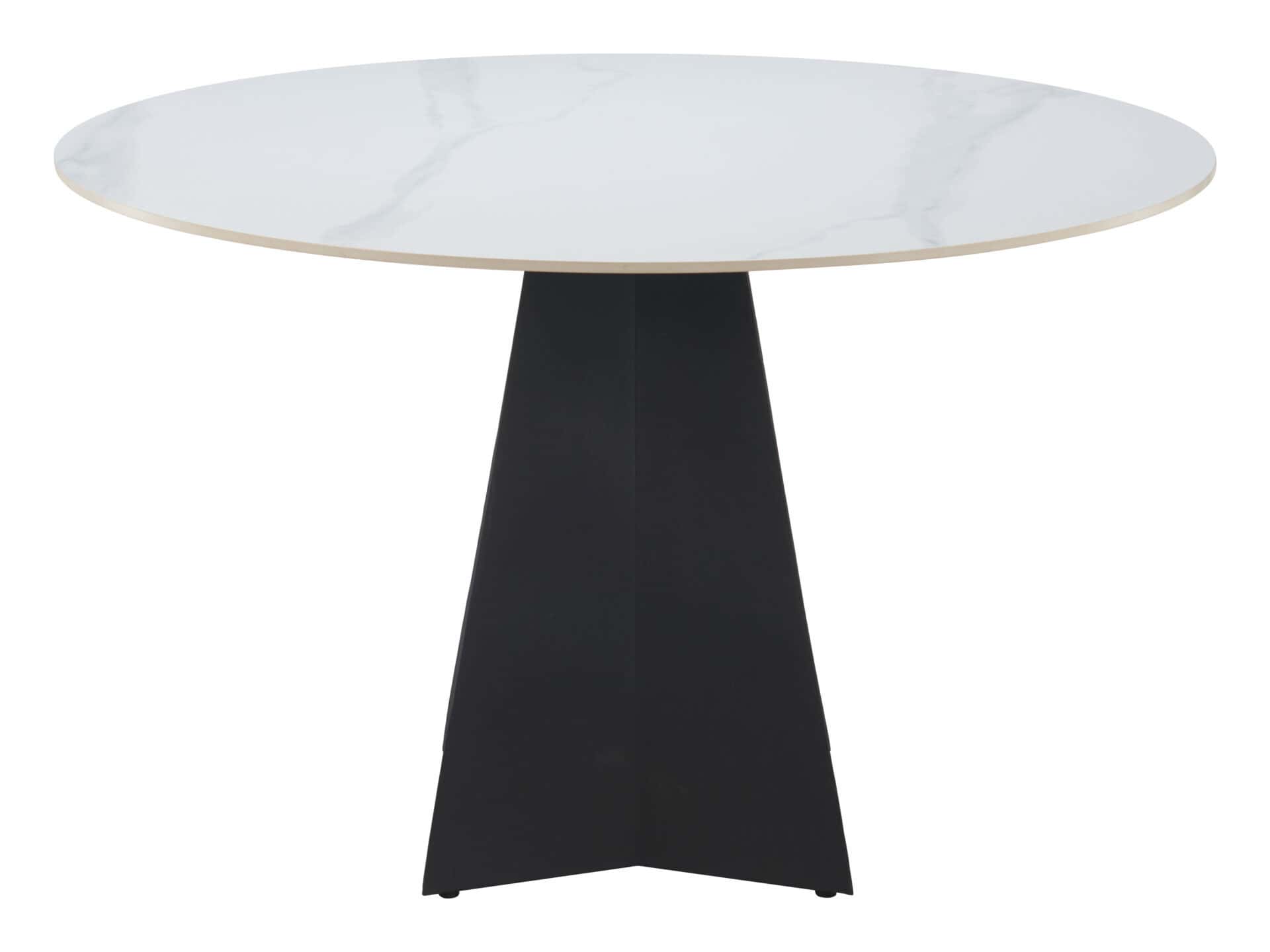 White Sintered Stone Round Dining Table with Steel Base 4 White Sintered Stone Round Dining Table with Steel Base - Image 4