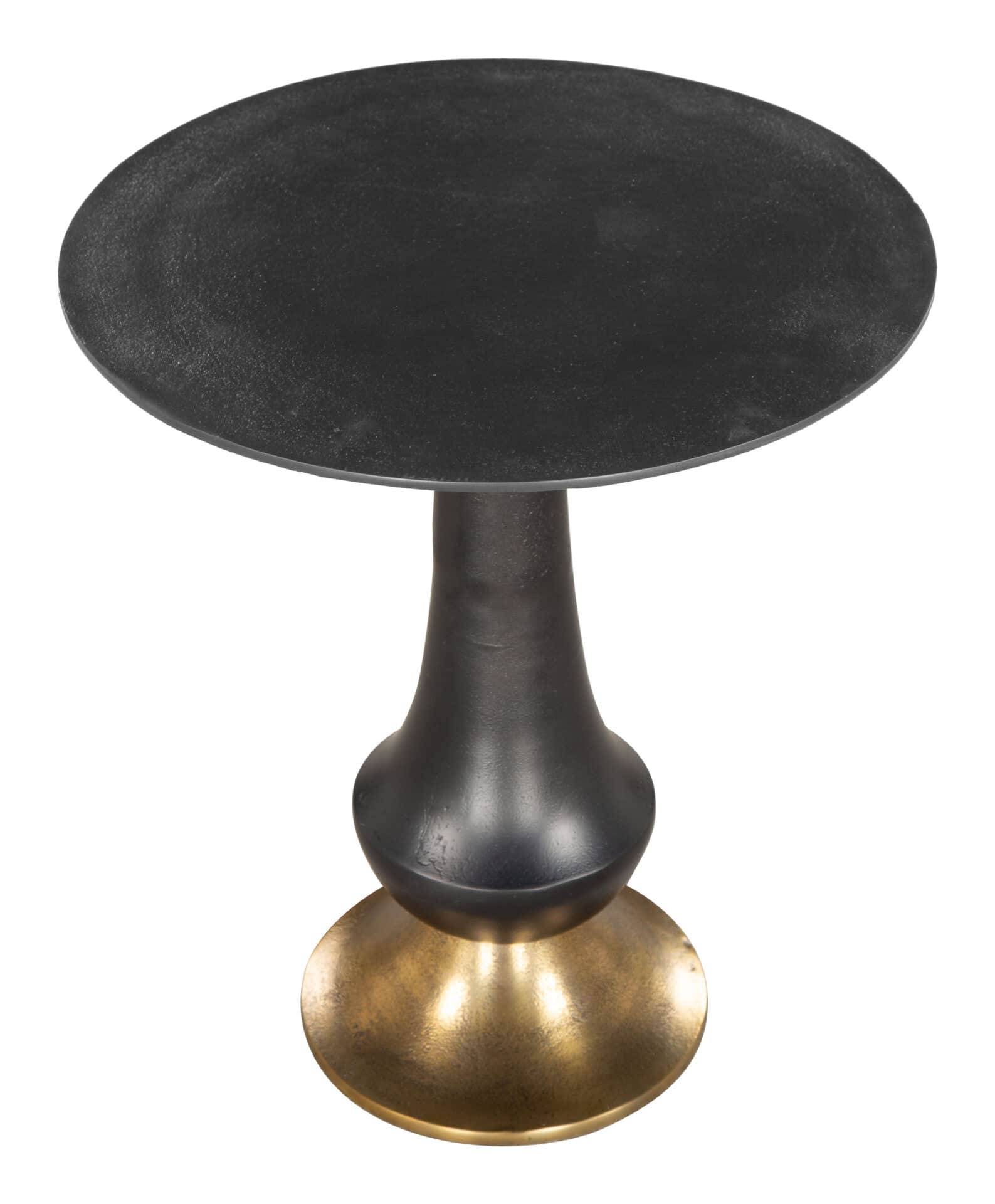 Black Aluminum Round End Table with Deco-Inspired Design 2 Black Aluminum Round End Table with Deco-Inspired Design - Image 2