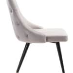 Gray Velvet Tufted Side Chair with Brass Legs (Set of 2) 14 Gray Velvet Tufted Side Chair with Brass Legs (Set of 2)