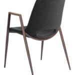 Black Walnut Mid-Century Faux Leather Dining Chairs with Armrests (Set of 2)