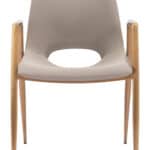 Beige Faux Leather Dining Chair with Gold Steel Legs (Set of 2)