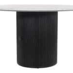 Round Mango Wood Dining Table with Hidden Storage Compartment