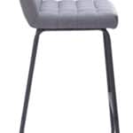 Gray Tufted Bar Stools with Steel Frame and Footrest (Set of 2)