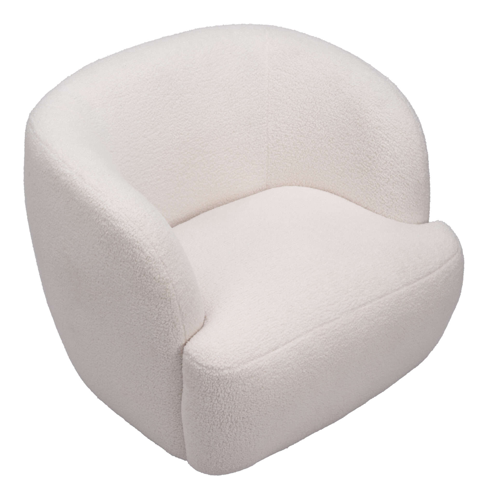 Ivory Shearling Style Swivel Chair with Armrest Support 9 Ivory Shearling Style Swivel Chair with Armrest Support - Image 9
