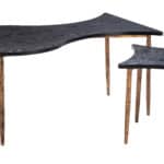 Black and Bronze Coffee Table Set with Steel Frame (2-Piece)