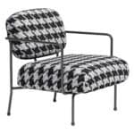 Modern Houndstooth Accent Chair with Steel Frame and Armrests
