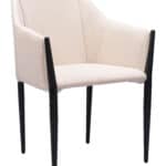Beige Dining Chair with Steel Frame and Armrest Support (Set of 2)