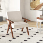 Modern Acacia Wood Accent Chair with Linen Fabric Cushions 14 Modern Acacia Wood Accent Chair with Linen Fabric Cushions