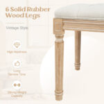 French Vintage Upholstered Bench 47 Inch with Button Tufting