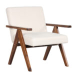 Modern Acacia Wood Accent Chair with Linen Fabric Cushions 10 Modern Acacia Wood Accent Chair with Linen Fabric Cushions
