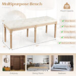 French Vintage Upholstered Bench 47 Inch with Button Tufting