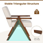 Modern Acacia Wood Accent Chair with Linen Fabric Cushions 11 Modern Acacia Wood Accent Chair with Linen Fabric Cushions