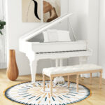 French Vintage Upholstered Bench 47 Inch with Button Tufting
