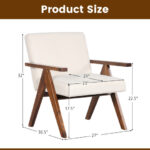 Modern Acacia Wood Accent Chair with Linen Fabric Cushions 12 Modern Acacia Wood Accent Chair with Linen Fabric Cushions
