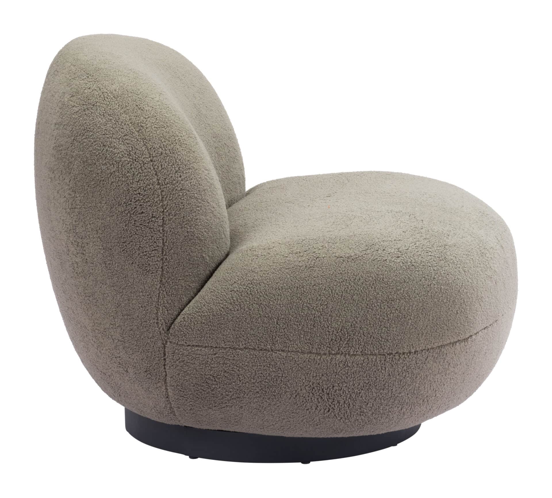 Olive Green Shearling Style Accent Chair with Powder Coated Steel Legs 4 Olive Green Shearling Style Accent Chair with Powder Coated Steel Legs - Image 4
