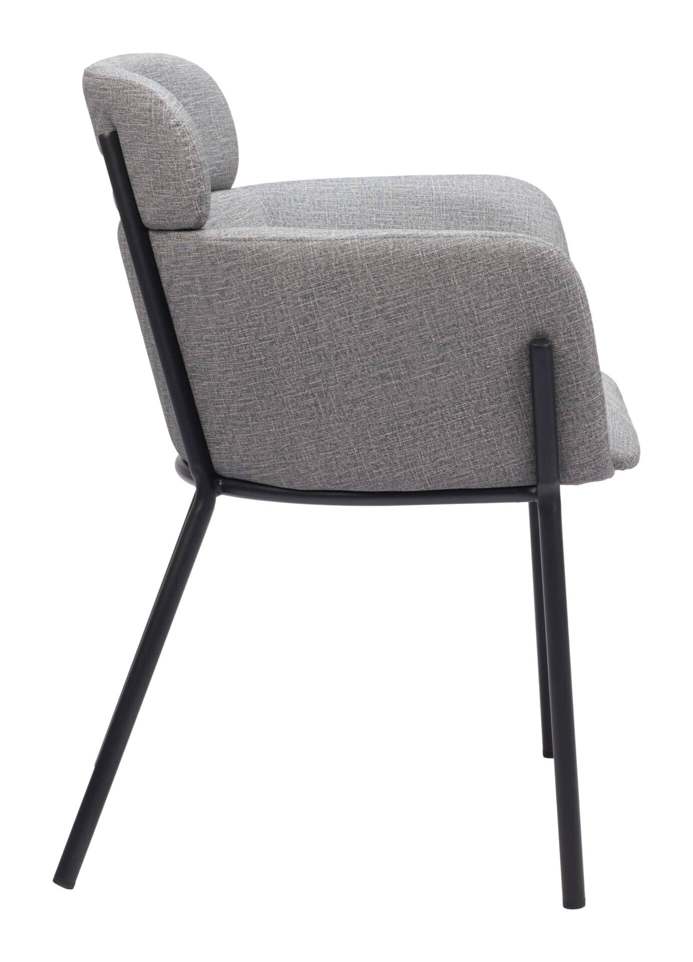 Modern Slate Gray Dining Chairs with Steel Frame and Vinyl Upholstery (Set of 2) 2 Modern Slate Gray Dining Chairs with Steel Frame and Vinyl Upholstery (Set of 2) - Image 2