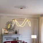 Modern Brass Ceiling Lamp with Adjustable LED Tube Design