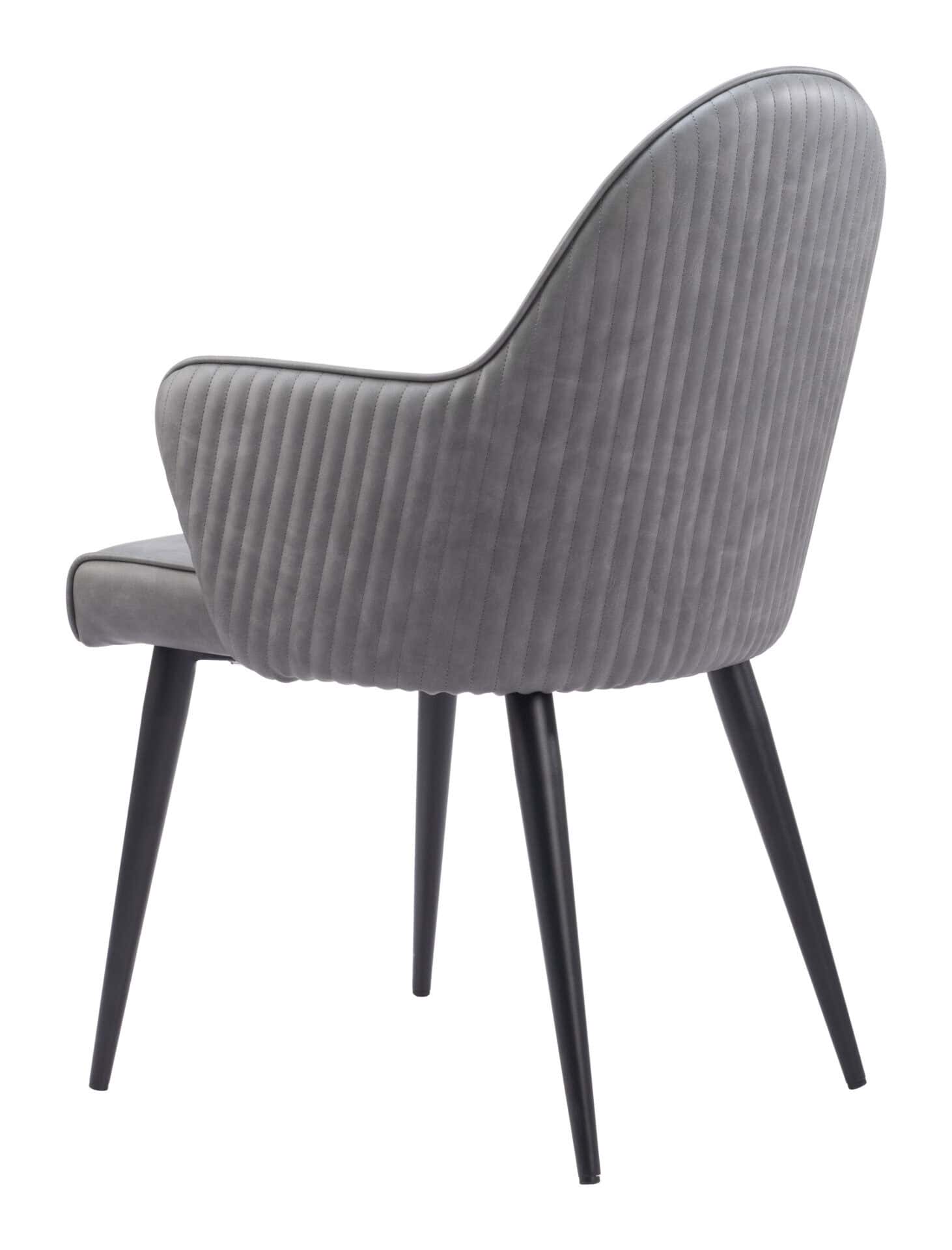 Gray Modern Dining Chair with Faux Leather and Steel Frame 5 Gray Modern Dining Chair with Faux Leather and Steel Frame - Image 5