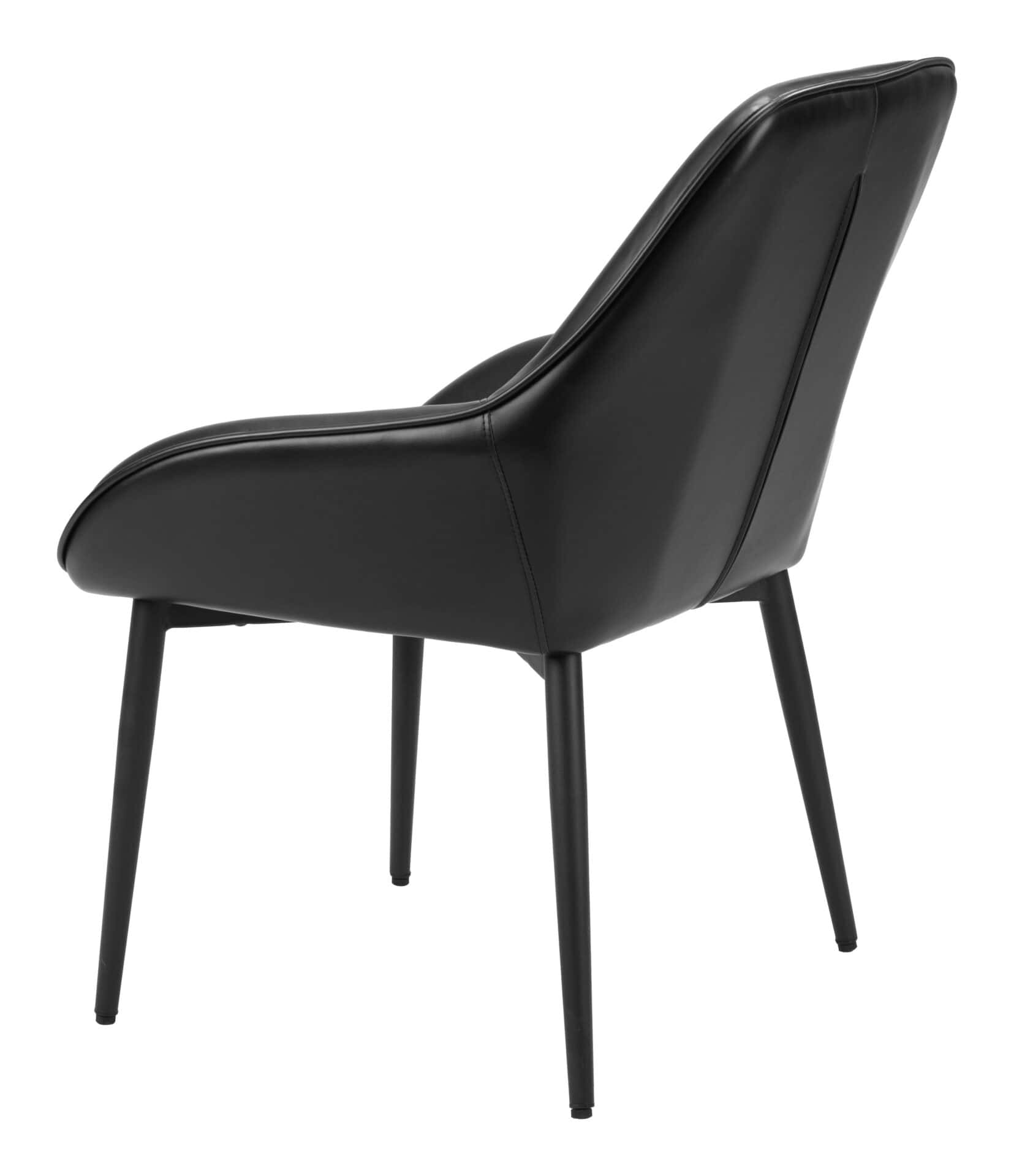 Black Modern Faux Leather Dining Chair with Steel Frame (Set of 2) 5 Black Modern Faux Leather Dining Chair with Steel Frame (Set of 2) - Image 5