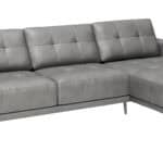 Modern Gray Leather Sectional with Chaise and Steel Legs 7 Modern Gray Leather Sectional with Chaise and Steel Legs