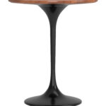 Walnut and Black Round Side Table with Steel Base