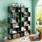 Modern 6 Tier S Shaped Bookshelf and Storage Unit