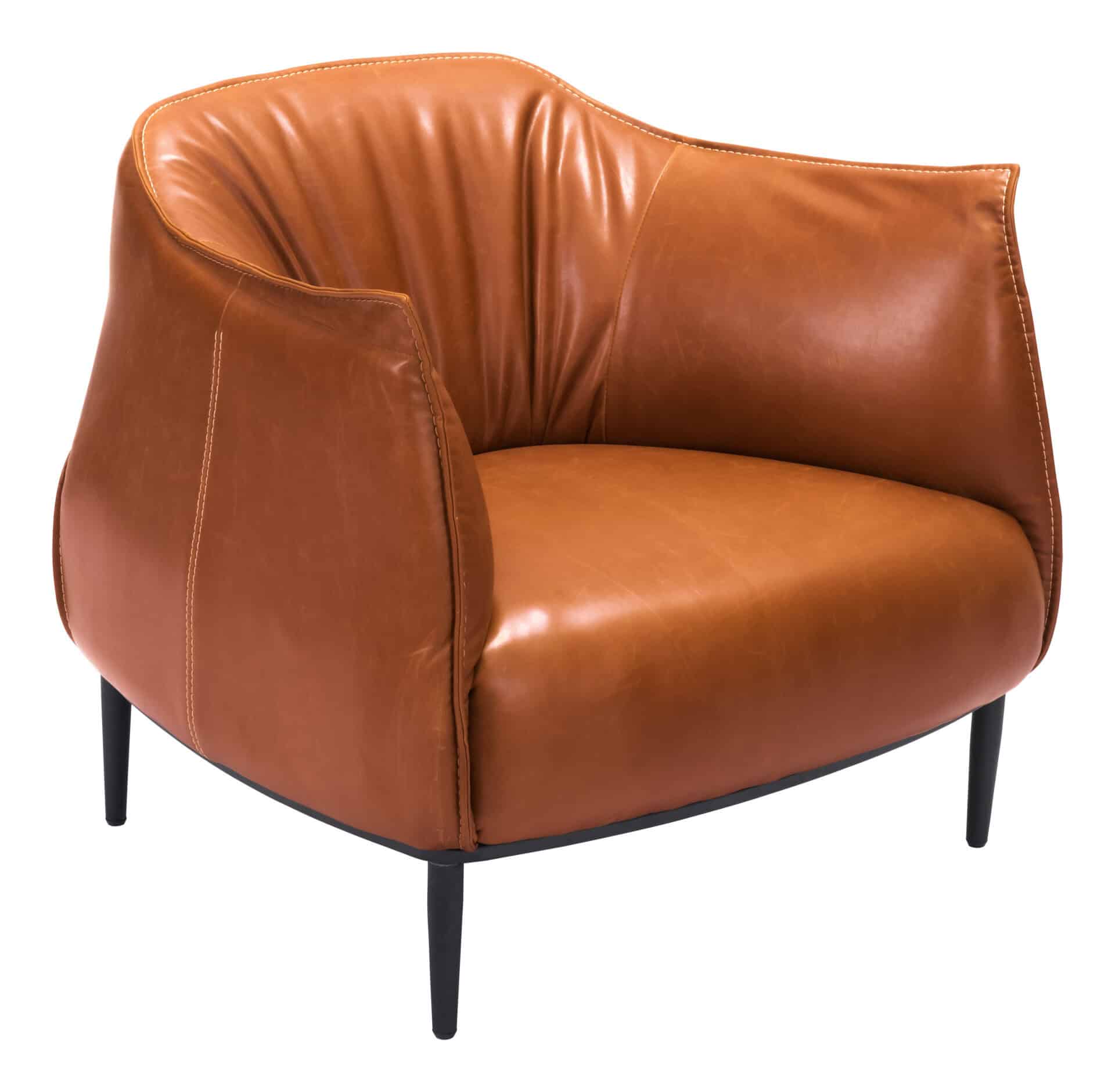 Coffee Brown Faux Leather Accent Chair with Wood and Steel Legs 5 Coffee Brown Faux Leather Accent Chair with Wood and Steel Legs - Image 5