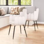 Ivory Shearling Style Dining Chair with Steel Frame (Set of 2) 10 Ivory Shearling Style Dining Chair with Steel Frame (Set of 2)