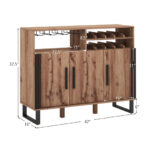 Brown Wine Bar Cabinet with Adjustable Shelves and Glass Holder 12 Brown Wine Bar Cabinet with Adjustable Shelves and Glass Holder