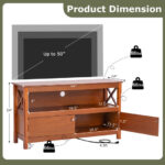 Modern Wooden TV Stand with Storage Cabinets and Shelves