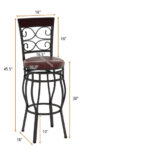 Vintage 30 Inch Swivel Bar Stools with Leather Seats (Set of 2)