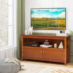 Modern Wooden TV Stand with Storage Cabinets and Shelves