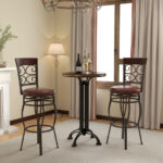 Vintage 30 Inch Swivel Bar Stools with Leather Seats (Set of 2)