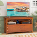 Modern Wooden TV Stand with Storage Cabinets and Shelves