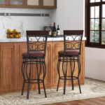 Vintage 30 Inch Swivel Bar Stools with Leather Seats (Set of 2)