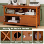 Modern Wooden TV Stand with Storage Cabinets and Shelves