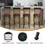 Vintage 30 Inch Swivel Bar Stools with Leather Seats (Set of 2)