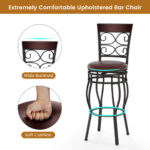 Vintage 30 Inch Swivel Bar Stools with Leather Seats (Set of 2)