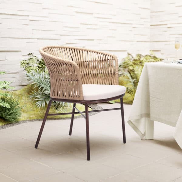 Modern Outdoor Dining Chair Weather Resistant Steel Frame (Set of 2)