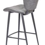 Vintage Gray Faux Leather Barstool with Tufted Seat and Steel Frame